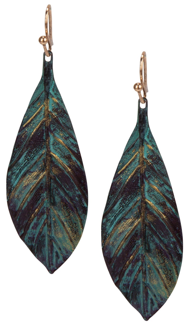 SPUNKYsoul Handmade Boho Lightweight Statement Leaf Earrings with Detailed Texture for Women (Medium) - Image 1